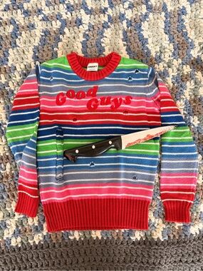Chucky 'Good Guys' Striped Kids Costume Sweater - Multicolor